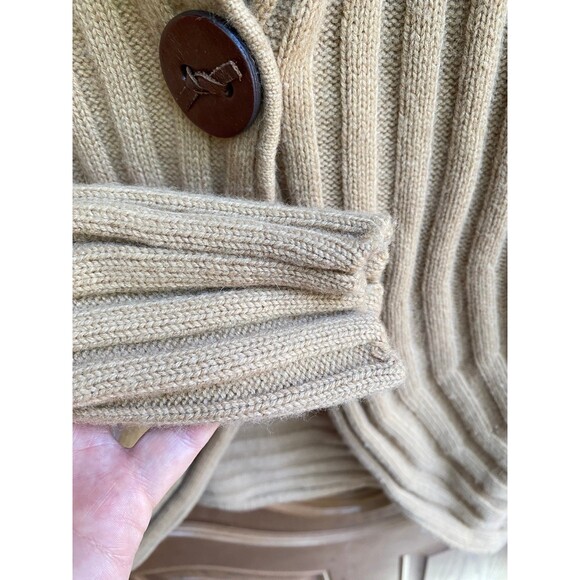 Jones New York Signature Wool-Blend Ribbed Knit Cardigan L Beige One-Button - Picture 9 of 11